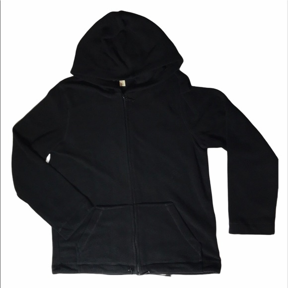 CAROLYN TAYLOR Solid Black Fleece Hooded Jacket S - Picture 1 of 7